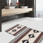 2'li Set Yeşil - Gold Zeminde Altın Motifli Mermer Desenli Sade & Şık Klasik  2'li Banyo & Mutfak Paspas Takımı Realhomes