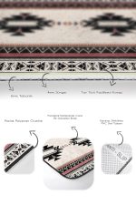 2'li Set Ekru Zeminde Vintage Motifli Geleneksel Desenli Geometrik Etnik Motifler  2'li Banyo & Mutfak Paspas Takımı Realhomes