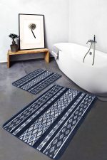 - PaspasTakimi-2li-Set1547-Gorsel-2 - Realhomes  2'li Set Lacivert Zeminde Etnik Motifli Kilim Desenli Vintage Etnik Motifler  2'li Banyo & Mutfak Paspas Takımı Realhomes