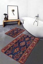 - PaspasTakimi-2li-Set1549-Gorsel-1 - Realhomes  2'li Set Kırmızı Zeminde Uşak Motifli Geleneksel Desenli Etnik Motifler Avangarde  2'li Banyo & Mutfak Paspas Takımı Realhomes