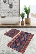 - PaspasTakimi-2li-Set1549-Gorsel - Realhomes  2'li Set Kırmızı Zeminde Uşak Motifli Geleneksel Desenli Etnik Motifler Avangarde  2'li Banyo & Mutfak Paspas Takımı Realhomes