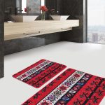 2'li Set Kahverengi Zeminde Patchwork Motifli Etnik Desenli Vintage Eskitme Motifli  2'li Banyo & Mutfak Paspas Takımı Realhomes