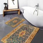 2'li Set Altıgen Zeminde Geometrik Motifli Modern Sanat Desenli Geometrik Klasik  2'li Banyo & Mutfak Paspas Takımı Realhomes