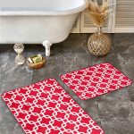 2'li Set Gri - Siyah Zeminde Çerçeveli Motifli Antik Desenli Eskitme Motifli Vintage  2'li Banyo & Mutfak Paspas Takımı Realhomes