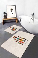 - PaspasTakimi-2li-Set1567-Gorsel-1 - Realhomes  2'li Set Beyaz Zeminde Etnik Motifli Afrika Kadın Desenli Etnik Motifler Klasik  2'li Banyo & Mutfak Paspas Takımı Realhomes