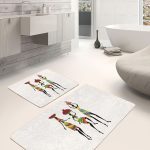 2'li Set Beyaz Zeminde Morrocan Motifli Ogea Desenli Geometrik Sade & Şık  2'li Banyo & Mutfak Paspas Takımı Realhomes