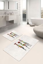 - PaspasTakimi-2li-Set1569-Gorsel - Realhomes 2'li Set Beyaz Zeminde Afrika Kadın Motifli Etnik Desenli Etnik Motifler Klasik 2'li Banyo & Mutfak Paspas Takımı Realhomes