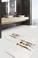 - PaspasTakimi-2li-Set1569-Gorsel-4 - Realhomes 2'li Set Beyaz Zeminde Afrika Kadın Motifli Etnik Desenli Etnik Motifler Klasik 2'li Banyo & Mutfak Paspas Takımı Realhomes