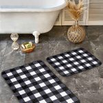 2'li Set Siyah Zeminde Kilim Motifli Geometrik Desenli Vintage Geometrik  2'li Banyo & Mutfak Paspas Takımı Realhomes
