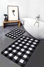 - PaspasTakimi-2li-Set1575-Gorsel-4 - Realhomes  2'li Set Siyah - Beyaz Zeminde Kareli Motifli Ekose Desenli Sade & Şık Geometrik  2'li Banyo & Mutfak Paspas Takımı Realhomes