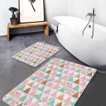 2'li Set Siyah - Kahverengi Zeminde Eskitme Motifli Duvar Desenli Eskitme Motifli Vintage  2'li Banyo & Mutfak Paspas Takımı Realhomes