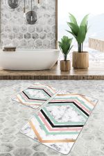 - PaspasTakimi-2li-Set1579-Gorsel - Realhomes 2'li Set Mermer Zeminde Geometrik Motifli Modern Desenli Sade & Şık Geometrik 2'li Banyo & Mutfak Paspas Takımı Realhomes