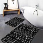 2'li Set Kahverengi Zeminde Pers Motifli Geleneksel Desenli Vintage Eskitme Motifli  2'li Banyo & Mutfak Paspas Takımı Realhomes