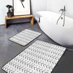 2'li Set Krem Zeminde Geometrik Motifli Mermer Desenli Geometrik Klasik  2'li Banyo & Mutfak Paspas Takımı Realhomes