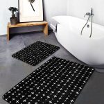 2'li Set Kahverengi - Ekru Zeminde Zikzak Motifli Geometrik Desenli Geometrik Sade & Şık  2'li Banyo & Mutfak Paspas Takımı Realhomes