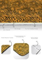 2'li Set Turuncu - Siyah Zeminde Kaplan Motifli Post Desenli Klasik Sade & Şık  2'li Banyo & Mutfak Paspas Takımı Realhomes