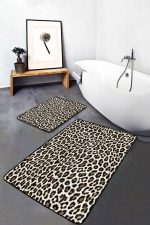 - PaspasTakimi-2li-Set1595-Gorsel - Realhomes  2'li Set Siyah - Kahverengi Zeminde Leopar Motifli Deri Desenli Klasik Sade & Şık  2'li Banyo & Mutfak Paspas Takımı Realhomes