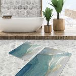 2'li Set Siyah - Kırmızı Zeminde Patchwork Motifli Etnik Desenli Vintage Etnik Motifler  2'li Banyo & Mutfak Paspas Takımı Realhomes