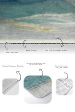 2'li Set Turkuaz Zeminde Mermer Motifli Altın Desenli Modern Sade & Şık  2'li Banyo & Mutfak Paspas Takımı Realhomes