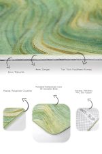 - PaspasTakimi-2li-Set1599-Gorsel-3 - Realhomes 2'li Set Yeşil - Gold Zeminde Altın Motifli Mermer Desenli Sade & Şık Klasik 2'li Banyo & Mutfak Paspas Takımı Realhomes