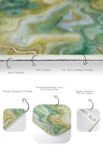 - PaspasTakimi-2li-Set1600-Gorsel-3 - Realhomes  2'li Set Gold - Yeşil Zeminde Altın Motifli Kanvas Desenli Modern Sade & Şık  2'li Banyo & Mutfak Paspas Takımı Realhomes