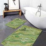 2'li Set Krem - Gri Zeminde Antik Motifli Geleneksel Desenli Eskitme Motifli Avangarde  2'li Banyo & Mutfak Paspas Takımı Realhomes