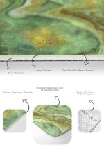 - PaspasTakimi-2li-Set1602-Gorsel-3 - Realhomes  2'li Set Gold - Yeşil Zeminde Kanvas Motifli Altın Desenli Modern Sade & Şık  2'li Banyo & Mutfak Paspas Takımı Realhomes