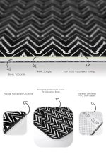 2'li Set Siyah Zeminde Geometrik Motifli Klasik Desenli Sade & Şık Geometrik  2'li Banyo & Mutfak Paspas Takımı Realhomes