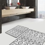 2'li Set Krem Zeminde Geometrik Motifli Post Desenli Sade & Şık Klasik  2'li Banyo & Mutfak Paspas Takımı Realhomes