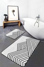 - PaspasTakimi-2li-Set1606-Gorsel - Realhomes  2'li Set Siyah - Beyaz Zeminde Üçgen Motifli Geometrik Desenli Geometrik Sade & Şık  2'li Banyo & Mutfak Paspas Takımı Realhomes