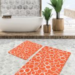 2'li Set Krem Zeminde Morrocan Motifli Otantik Desenli Geometrik Eskitme Motifli  2'li Banyo & Mutfak Paspas Takımı Realhomes