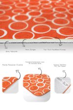 2'li Set Turuncu Zeminde Dairesel Motifli Geometrik Desenli Geometrik Klasik  2'li Banyo & Mutfak Paspas Takımı Realhomes
