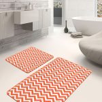 2'li Set Sarı - Krem Zeminde Retro Motifli Eskitme Desenli Eskitme Motifli Klasik  2'li Banyo & Mutfak Paspas Takımı Realhomes