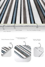 2'li Set Siyah - Mavi Zeminde Kanvas Motifli Yaprak Desenli Geometrik Sade & Şık  2'li Banyo & Mutfak Paspas Takımı Realhomes