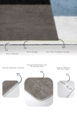 2'li Set Siyah - Mavi Zeminde Kareli Motifli Kanvas Desenli Geometrik Sade & Şık  2'li Banyo & Mutfak Paspas Takımı Realhomes