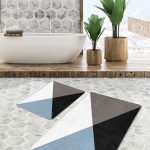 2'li Set Hardal - Siyah Zeminde Etnik Motifli Vintage Desenli Geometrik Etnik Motifler  2'li Banyo & Mutfak Paspas Takımı Realhomes