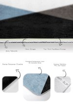 - PaspasTakimi-2li-Set1622-Gorsel-3 - Realhomes  2'li Set Siyah - Mavi Zeminde Üçgen Motifli Geometrik Desenli Geometrik Klasik  2'li Banyo & Mutfak Paspas Takımı Realhomes