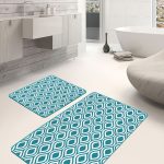 2'li Set Gri - Siyah Zeminde Çizgili Motifli Eskitme Desenli Geometrik Klasik  2'li Banyo & Mutfak Paspas Takımı Realhomes