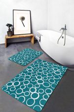 - PaspasTakimi-2li-Set1639-Gorsel-5 - Realhomes  2'li Set Turkuaz Zeminde Dairesel Motifli Geometrik Desenli Geometrik Sade & Şık  2'li Banyo & Mutfak Paspas Takımı Realhomes