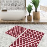 2'li Set Siyah - Kahverengi Zeminde Leopar Motifli Deri Desenli Klasik Sade & Şık  2'li Banyo & Mutfak Paspas Takımı Realhomes