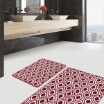 2'li Set Gold - Gri Zeminde Altın Motifli Yağlıboya Desenli Modern Klasik  2'li Banyo & Mutfak Paspas Takımı Realhomes