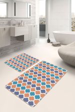 - PaspasTakimi-2li-Set1649-Gorsel-5 - Realhomes  2'li Set Beyaz Zeminde Morrocan Motifli Ogea Desenli Geometrik Sade & Şık  2'li Banyo & Mutfak Paspas Takımı Realhomes