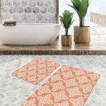 2'li Set Krem Zeminde Patchwork Motifli Patchwork Desenli Geometrik Klasik  2'li Banyo & Mutfak Paspas Takımı Realhomes