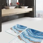 2'li Set Füme - Beyaz Zeminde Çerçeveli Motifli Dokuma Halı Desenli Eskitme Motifli Vintage  2'li Banyo & Mutfak Paspas Takımı Realhomes