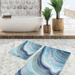 2'li Set Gri - Antrasit Zeminde El Dokuma Motifli Antika Desenli Eskitme Motifli Vintage  2'li Banyo & Mutfak Paspas Takımı Realhomes