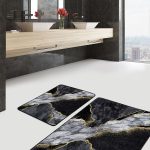 2'li Set Rengarenk Zeminde Boya Motifli Modern Sanat Desenli Modern Klasik Salon & Oturma Odası  2'li Banyo & Mutfak Paspas Takımı Realhomes