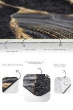 - PaspasTakimi-2li-Set1656-Gorsel-3 - Realhomes 2'li Set Gold - Siyah Zeminde Mermer Motifli Modern Sanat Desenli Sade & Şık Klasik 2'li Banyo & Mutfak Paspas Takımı Realhomes