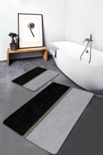 - PaspasTakimi-2li-Set1659-Gorsel-1 - Realhomes  2'li Set Gold - Siyah Zeminde Geometrik Motifli Klasik Desenli Geometrik Sade & Şık  2'li Banyo & Mutfak Paspas Takımı Realhomes