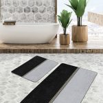 2'li Set Krem Zeminde Örgü Motifli Eskitme Desenli Eskitme Motifli Sade & Şık  2'li Banyo & Mutfak Paspas Takımı Realhomes