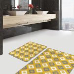 2'li Set Kırmızı Zeminde Patchwork Motifli Etnik Desenli Vintage Klasik  2'li Banyo & Mutfak Paspas Takımı Realhomes